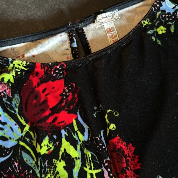 Free People Velour body suit.  Black, green, red and blue. Worn 1x.  Size Medium - Picture 3 of 6